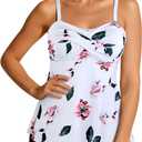 Century Star 2025 Two Piece Women's Tankini Swimsuits Modest Tankini Bathing Suit Tops with Shorts Tummy Control Swimwear (14-16)