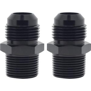 VehiMata 4AN Male Flare to 1/8 NPT Straight Pipe Fitting Adapter Union Connector Aluminum Black 2PCS