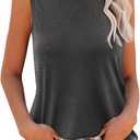 Zeagoo Womens 2025 Tank Tops Casual Crewneck Sleeveless T Shirts Loose Fit Summer Tunic Blouse (Medium, Dark Grey)