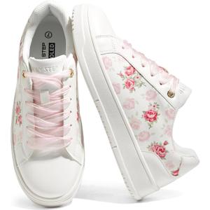 LUCKY STEP Women's Printed Fashion Sneakers - Non Slip Comfortable Walking Shoes - Lightweight Casual Classic Athletic Shoe(9 M US P Pink)