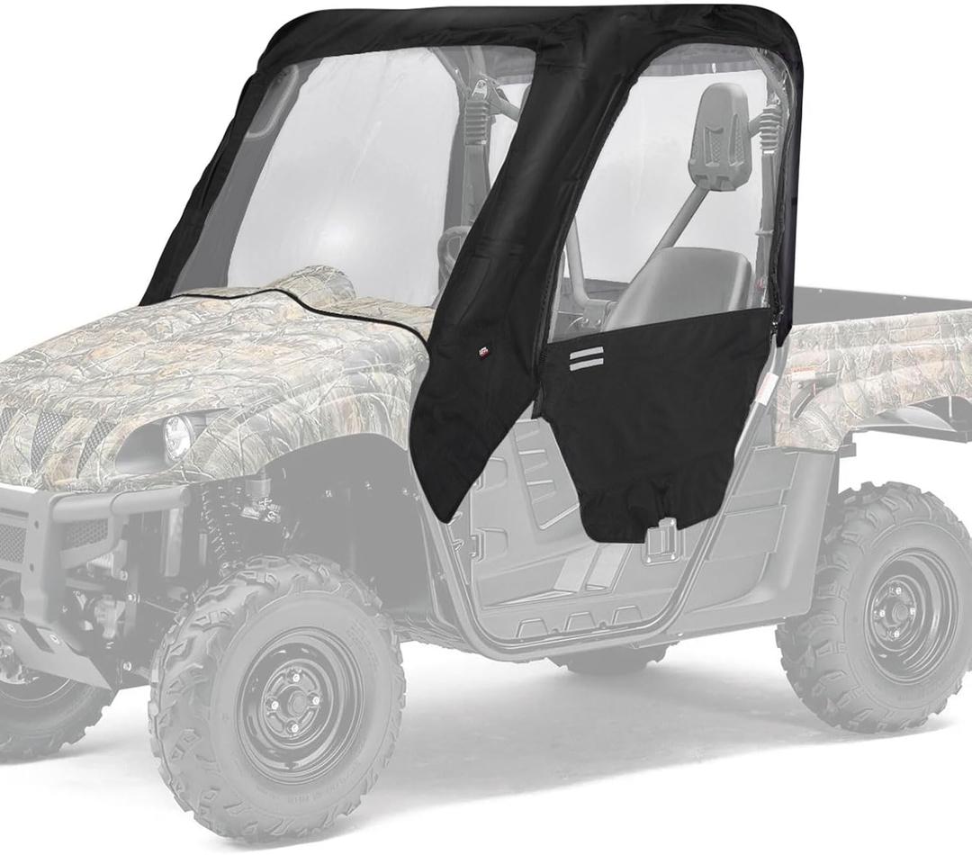 KEMIMOTO UTV Soft Upper Doors Cab Enclosure Compatible with Rhino 450/660/700 with Half Door, UTV Cab Enclosure Mirror Side Hole PVC Heavy-Duty 900D Windshield Rear Windshield