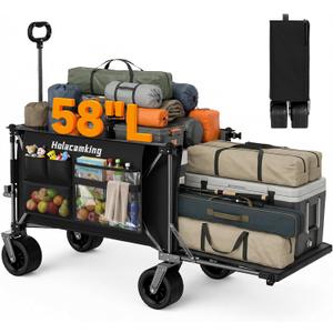 58" L Extender Collapsible Wagon, Extra Long with Tailgate