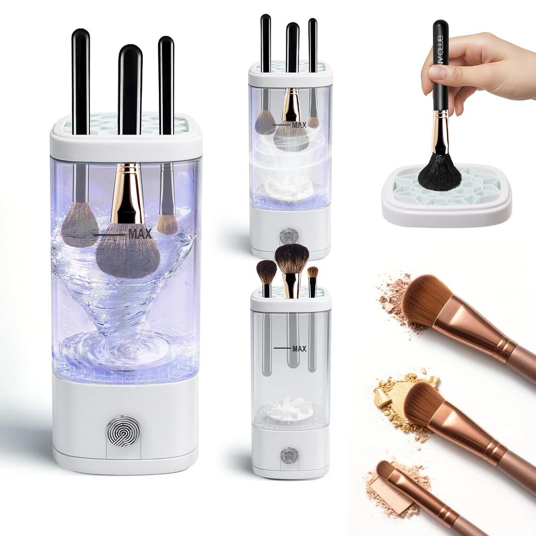 3-in-1 Electric Makeup Brush Cleaner with Dryer & Holder, USB Powered Automatic Cosmetic Brush Cleaning Machine, 7000 RPM Deep Clean for All Brushes & Sponges