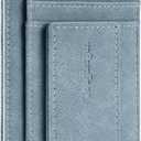 Toughergun Slim Wallet for Men RFID Blocking Money Clip, Minimalist Front Pocket Credit Card Holder, Magnetic Thin Mens Wallets with ID Window (Light Blue)