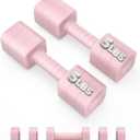 Ragebby Adjustable Dumbbell Set of 2, 10LBS/20LBS/30LBS Adjustable Weight Set, Anti-slip Handle, 3 in 1 Free Weights Dumbbells Set for women at home, 2.2lb, 3.6lb, 5lb, for Home, Office, Gym Exercise Training (PINK)