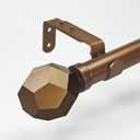 1-1/8 Inch Diameter Aged Bronze Curtain Rod with Geometric Faceted Finials, 72-144'' Telescoping Single Curtain Rods for window width 68-140 inch, 1 pack