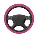 Be Strong Be Fearless Steering Wheel Cover for Women Men, Pink Ribbon Breast Cancer Survivor Awareness Neoprene Steering Wheel Protector Case Soft Elastic Universal Auto Car Accessories Decor 15 Inch