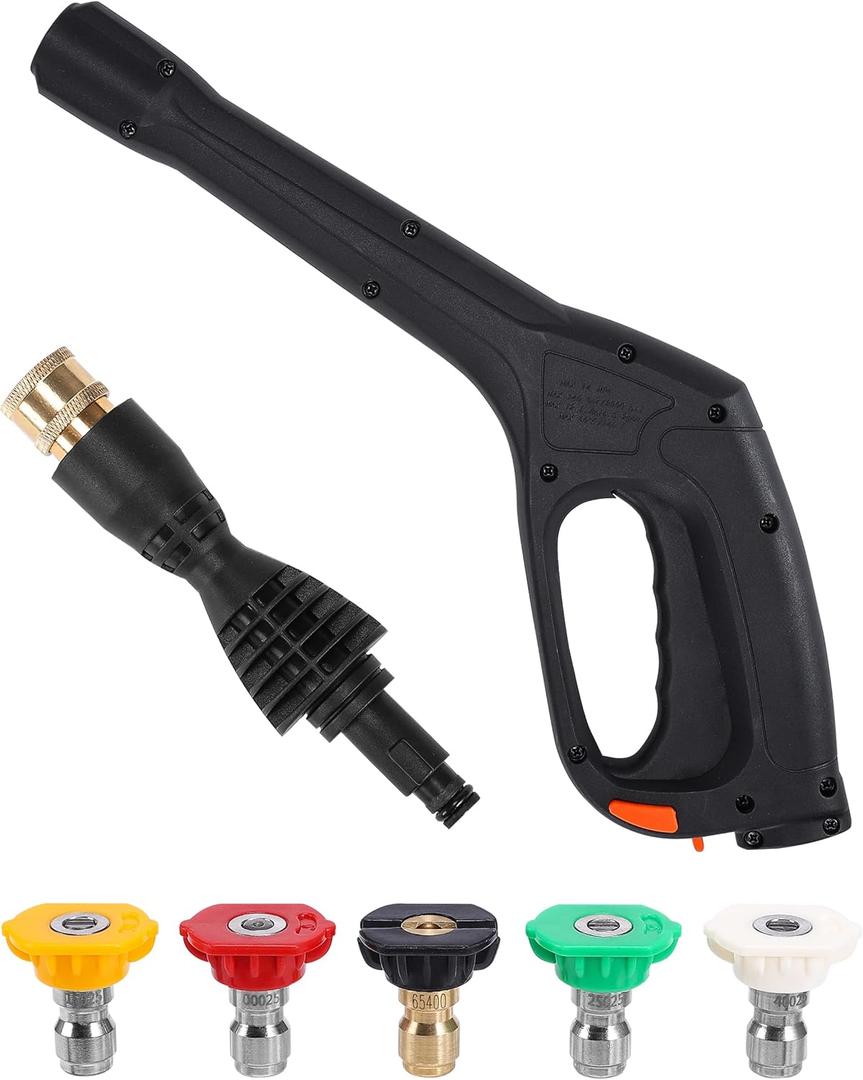 FIXFANS Pressure Washer Gun Kit with 5 Nozzles Compatible with Some of Portland Husky Black Decker Ford Pulsar ShopForce Taskforce Powerwasher Taskmaster 17 Inch Power Washer Gun with Adapter