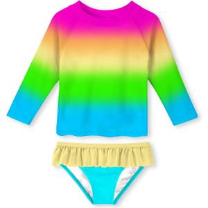 UNIFACO Toddler Girls Swimsuit Rashguard Set Summer Beach Breathable Tankini with UPF 50+ Sun Protection 2-8T
