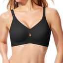 Bras for Women No Underwire Wireless Jelly Bras Full Coverage Seamless Push Up Bralettes Support Tshirt Bra (Medium, Black)