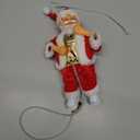 Electric Climbing Rope Santa Claus with Bead Chain Battery Operated Santa Figurines Climbs Up and Down Hanging Christmas Ornament for Christmas Tree, Party, Wall Decor