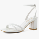 Shoe'N Tale Strappy Heels for Women Square Toe Chunky Block Heels Ankle Buckle Heeled Sandals, Size 7