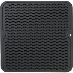 Silicone Dish Drying Mat for Multiple Usage,Easy clean,Eco-friendly,Heat-resistant Silicone Mat for Kitchen Counter or Sink,Refrigerator or Drawer liner Black M 12 inches x 12 inches Silicone Dish Drying Mat for Multiple Usage,Easy clean,Eco-friendly,Heat-resistant Silicone Mat for Kitchen Counter or Sink,Refrigerator or Drawer liner Black M 12 inches x 12 inches