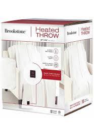 Brookstone Heated Throw Blanket - Heat Blankets Electric - Faux Fur Heated Throw Blanket- 4 Heat Settings, 4-Hour Auto Shut Off, 100% Polyester, 50"x60" - Knit Ivory