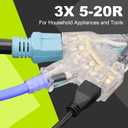30 Amp to 110V 20 Amp RV Distribution Adapter, NEMA TT-30P to 5-15R/5-20R T-Blade Household Connectors,RV/Generator Adapter Cord with LED Indicator,10 Gauge 12 inch