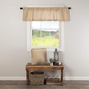 VHC Brands Burlap Vintage Window Curtain Topper Valance, Beige, 16x60