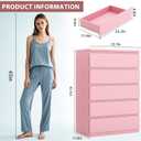 Jocoevol Pink 5 Drawer Dresser for Bedroom, 15" D x 23.7" W x 40.4" H in Simply Chest of Drawers, Wood Storage Dresser with Drawers for Living Room Hallway Entryway, Pink