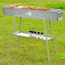 WILLBBQ Charcoal Grill Tailgate Parties, Patio, Beach Barbecues, Backyard Gatherings,Alloy Steel BBQ Barbecue Outdoor Grilling with Durable Support Frame and Dual Adjustable Vents (39.4x7.1x5.1 inch)