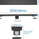 Linear Shower Drain with Tile Insert Panels 32 Inch Black 304 Stainless Steel Rectangle Shower Floor Drainwith Hair Catcher, Adjustable FeetFits Bathroom, Balcony