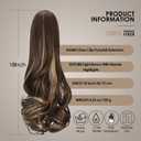 Claw Clip Ponytail Extension Blonde 18" Long Wavy Ponytail Clip in Hair Extensions for Women Curly Natural Layered Pony Tails(Light Brown With Blonde Highlights)