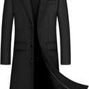 SOMTHRON Men's Winter Trench Coat Lapel Single Breasted Slim Fit Wool Blend Overcoat Jacket Long Pea Coat (Medium, Black)