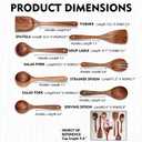 Wooden Non-Stick Kitchen Pan Toolset 7 Pieces Set, Natural Kitchen Utensils Spatula, Wooden Cooking Utensils Spoons, Fried Spatula and Salad Fork