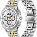 Stainless Steel Men Bands Compatible with Samsung Galaxy Watch 8 40mm 44mm Classic 46mm Replacement Metal Replacement Wristbands (Silver + Gold)