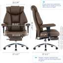 Big and Tall Office Chair with Footrest, PU Leather High Back Executive Office Chair 400lbs, Ergonomic Computer Chairs Lumbar Support for Heavy People (Brown)