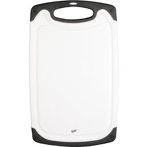 Glad Cutting Board for Kitchen - Large Plastic Chopping Block with Juice Grooves - Non Slip and Reversible with Handle, Dishwasher Safe, Size: 12.4"L x 7.8"W