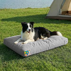 Sytopia 36 Inch Durable Indestructible Dog Bed for Large Dogs, Outdoor Canvas Chew Proof Pet Crate Mat with Waterproof Washable Removable Cover, Indoor Patio Pet Pad for Crate, Light Grey