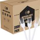 Disposable Plastic Forks Bulk 2000 Pack,White Plastic Forks for Restaurant Supply, Catering, Takeout, Food Truck, Buffet & Party