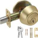 Design House Pro Deadbolt, Single Cylinder, 2-Way with Latch, Round Corner, Reversible, Satin Gold, 4.84 x 4.02 x 2.36 in, 728923