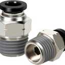 4 x Pneumatic Male Straight 1/4 Inch Tube OD x 1/4" NPT Push to Connect Fittings Mode PC1/4xN02(Pack of 10)