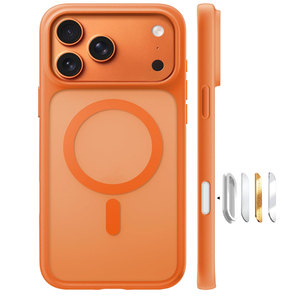 TORRAS Magnetic Shockproof for iPhone 17 Pro Case, Compatible with MagSafe, MilitaryGrade Drop Protection, Camera Control, DIY Button, Slim Translucent Phone Case for iPhone 17 Pro, Orange