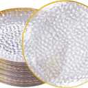 DaYammi 60PCS Clear Plastic Plates Plates Disposable Hammered Plate 7 Fancy Dessert Plate Small Cake Plate Appetizer Platos Hard Round Plastic Platos Disposable for Party & Wedding