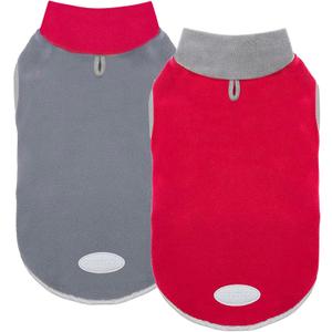 cyeollo 2 Pack Dog Sweaters Stretchy Fleece Sweatshirt with Leash Hole Pullover Stretchable Reflective Dog Sweater Pet Clothes for Small Puppy Dogs Cats Apparel Size S