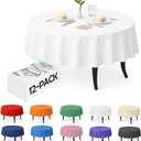 Craft And Party 12 Pack White Plastic Tablecloths, 84 Inch Round Disposable Table Covers, Heavy Duty & Waterproof for Parties, Events, Banquets, White
