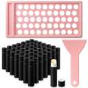 Fuyoooo 50 Pcs Paperboard Lip Balm Tubes with Filling Tray and Spatula Set 0.176 Oz/5g Black Empty Cardboard Lipstick Tubes for Lip Gloss Container DIY for Lipstick Gloss Deodorant Solid Perfume