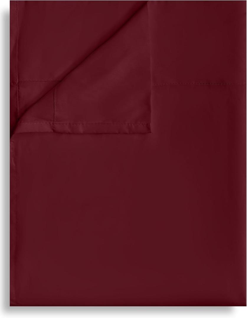 Twin Flat Sheet Only, 1 Pack Top Bed Sheets, Soft Breathable Brushed Microfiber Color-Coded Label Threads, (66"x96",Burgundy)