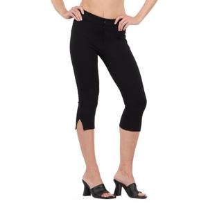 Forever 21 Women's Capri Pants with Fold Over Waist and Bottom Slits (Small,Black)