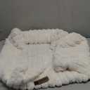 Warmrest Washable Dog Bed for Small Medium Dogs - Rectangle Orthopedic Corduroy Fleece Pet Bed with Removable Cover and Nonskid Bottom, Calming Puppy Bed Soft Pet Sofa, Cream(25x21x7inchs)