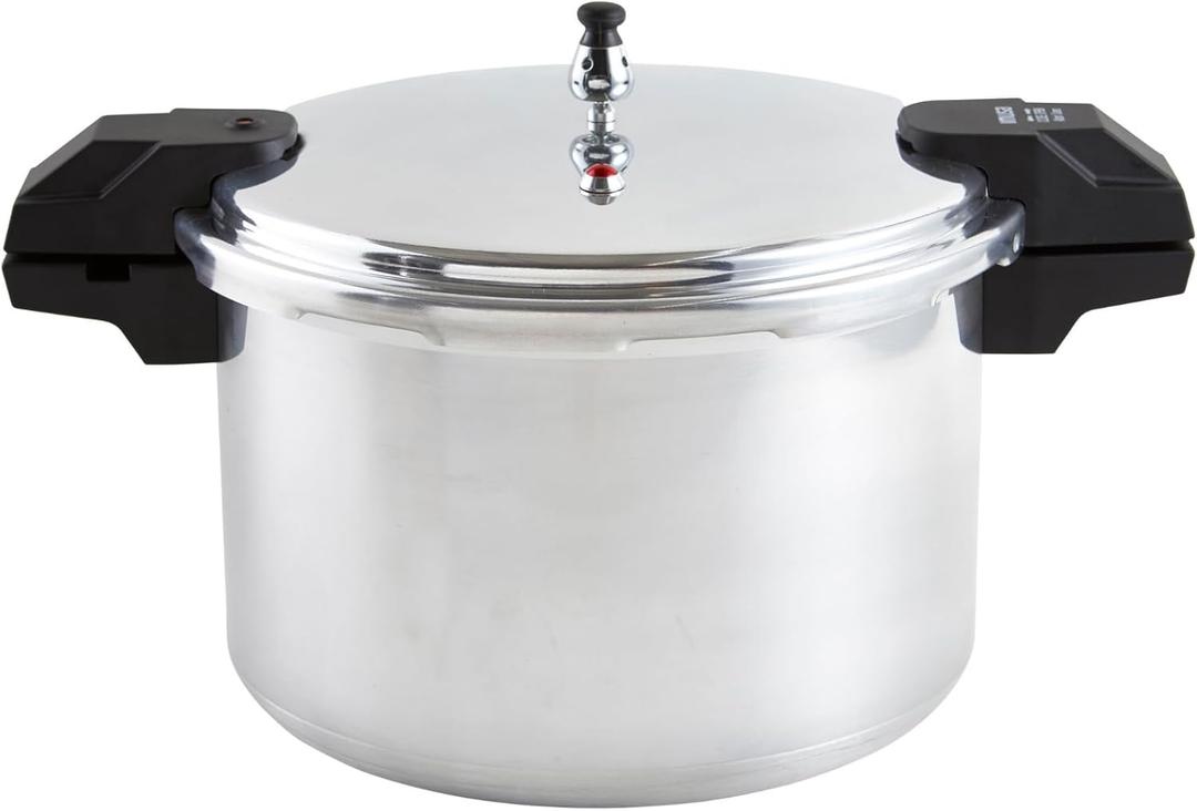 IMUSA USA A417-80807 16Qt Jumbo Stovetop Pressure Cooker with Regulator and Side Handles, Silver