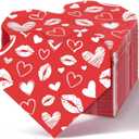 Landical 50 Pcs Valentine Heart Shaped Paper Napkins Galentine's Day Disposable Paper Guest Napkins Valentines Love Hearts Hand Towel for Ladies Celebration Bachelorette Party Table Supplies(Red)
