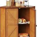 Corner Bread Box for Kitchen Counter Double Layer Bamboo Bread Storage Container Large Capacity Bread Storage Bin Farmhouse Breadbox Organizer (Antique Brown)