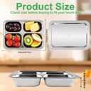 Zkptops 2 Pack Stainless Steel Snack Containers with Lids Portion Control Divided Plate 4 Compartments Metal Food Tray Reusable Bento Snack Boxes for Adults Food Storage Container for School Home