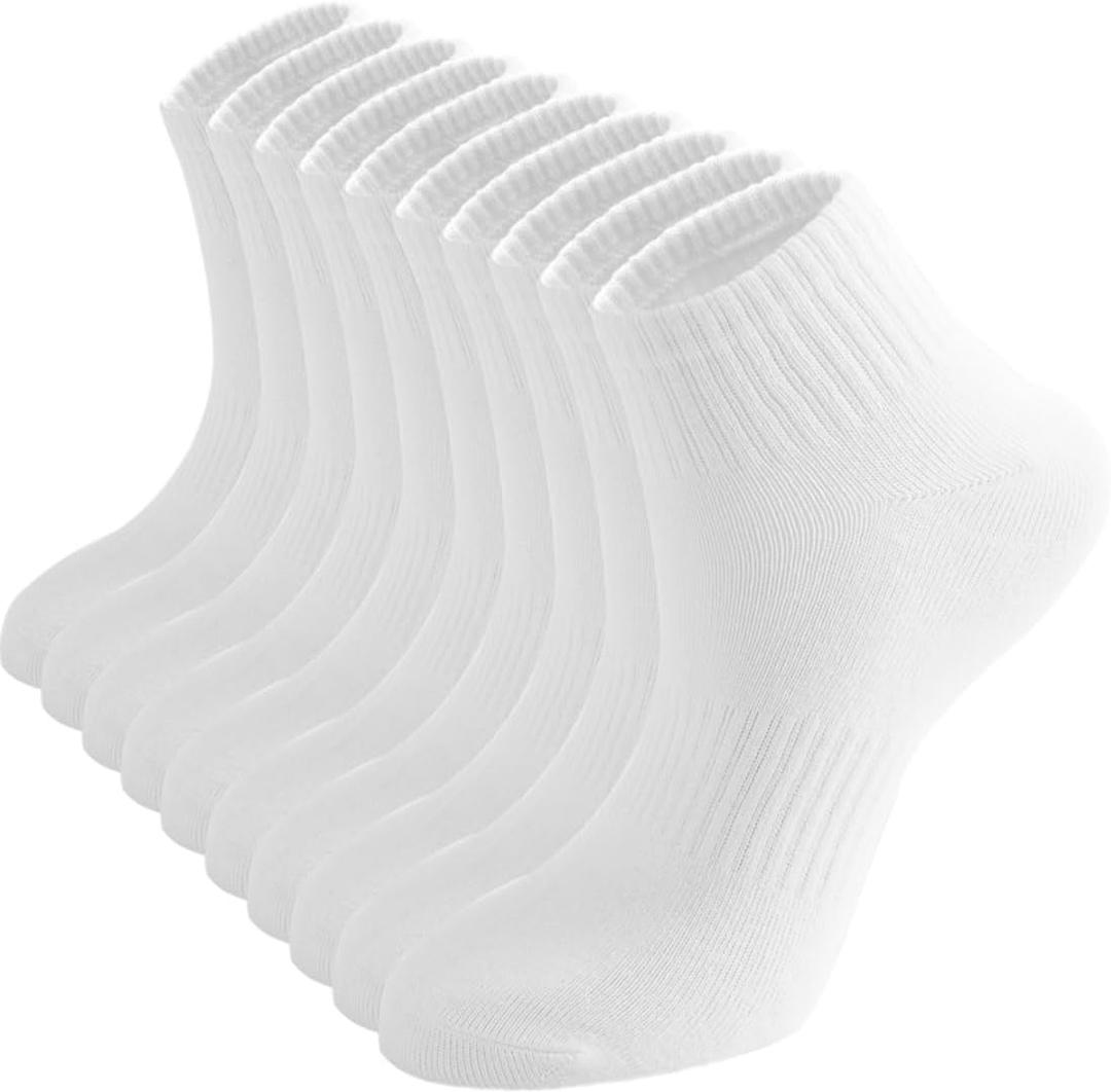 Irisbear Ankle Socks for Women, White Socks Women Cotton Gym Crew Socks Size 5-9