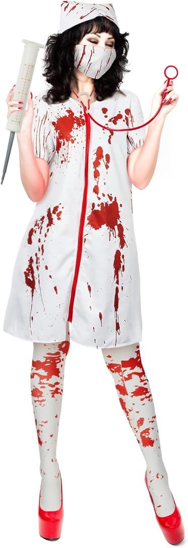 Zhanmai Halloween Zombie Nurse Costume for Ladies - Horror Party Accessory (Medium)