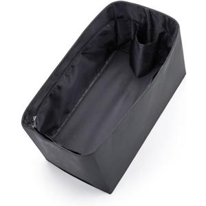 Nylon Water-Repellent Purse Organizer with Zipper Insert for Longchamp Tote Bag (Black, Tote bag M)