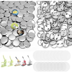 200Set 1.26 Inch Button Maker Supplies, 32mm Button Supplies Parts, Approx. 1.25 Inch Metal Blank Badge Parts with Blank Paper for Maker Machine Pin Maker Press