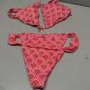 RoseSeek Women's 2 Piece Leopard Floral Bathing Suit Wireless Triangle Swimsuit High Waisted Bikini Sets (Red, M)